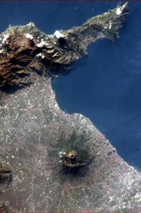 Hadfield’s view of Mt. Vesuvius from space. (Image:  Chris Hadfield)