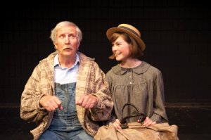 (Left to right) UFV Theatre alumni, Glen Pinchin and Danielle Warmenhoven rehearse a scene in Anne (of Green Gables), adapted for the stage by Paul Ledoux from L.M. Montgomery’s novel. (Image:  Dianna Lewis, Creative Memory Studios)