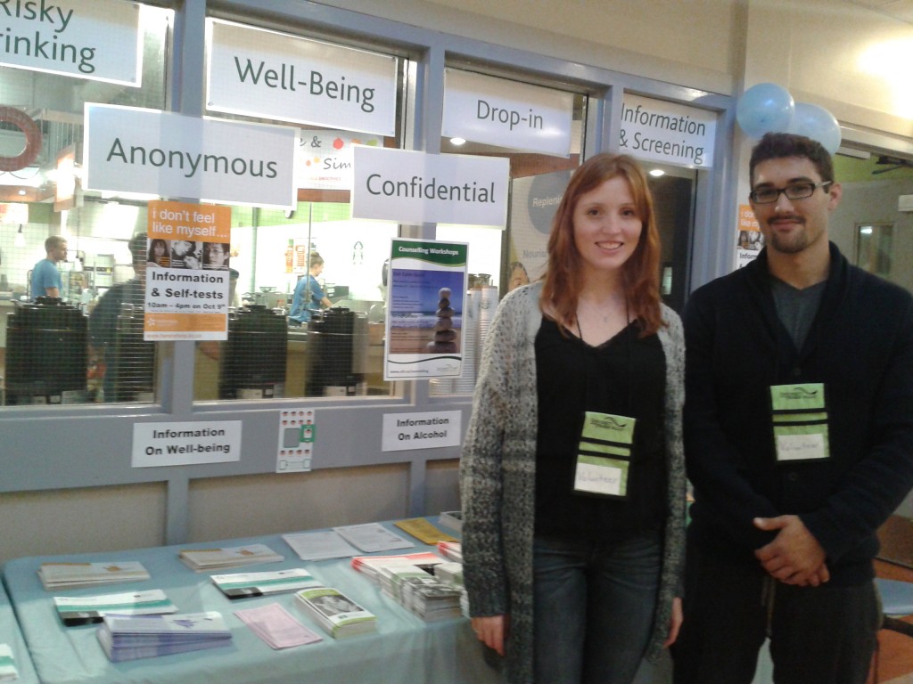 Student volunteers helped out at the UFV counselling department’s mental health awareness tables. (Image:  Taylor Breckles)