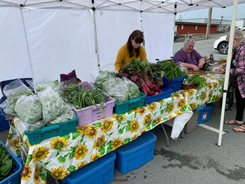 Photo of a table covered in fresh vegetables at the Mission Farmers' Market