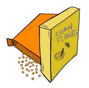 Illustration of a box of cornflakes