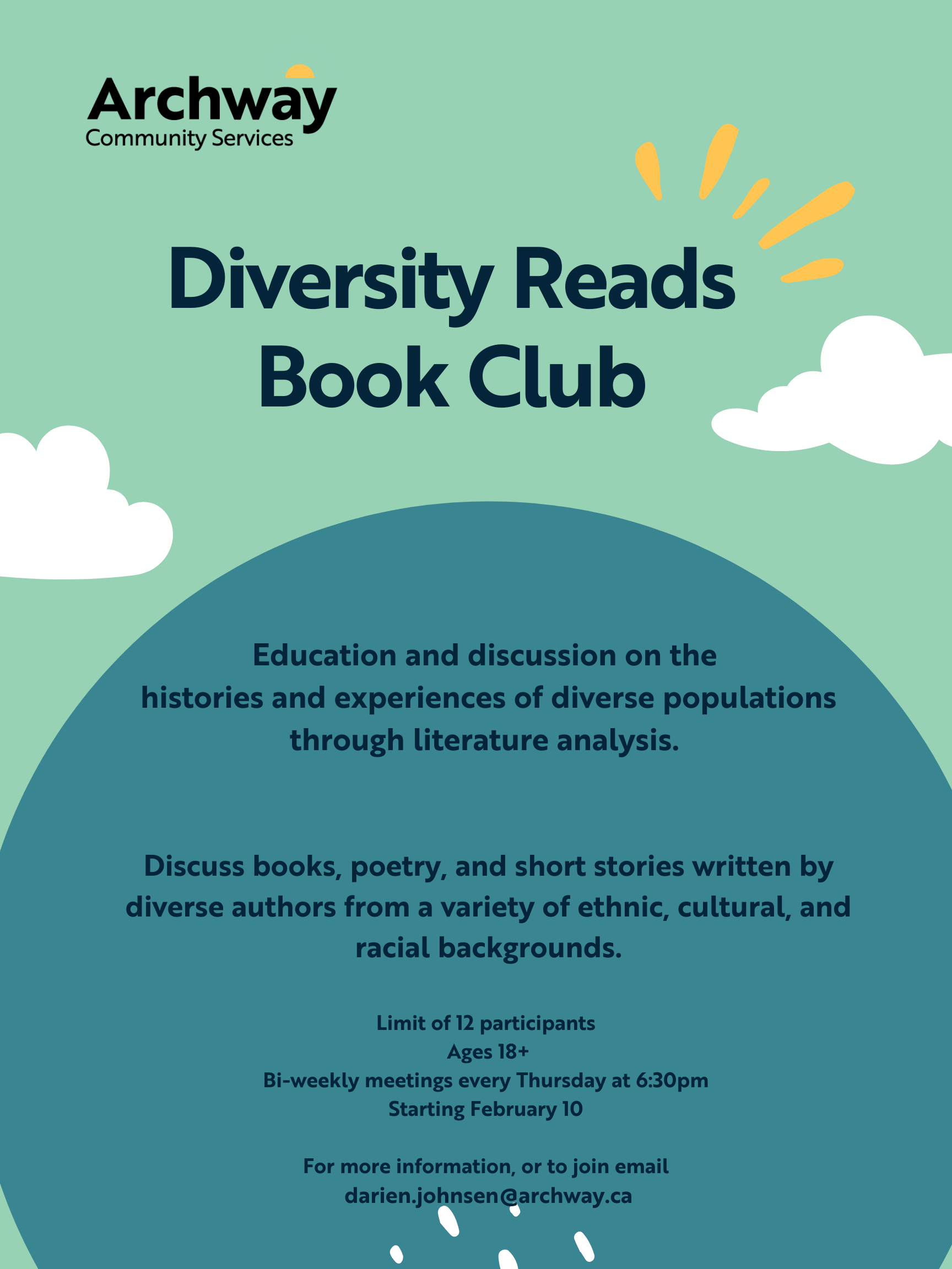 Poster for Diversity Reads book club.