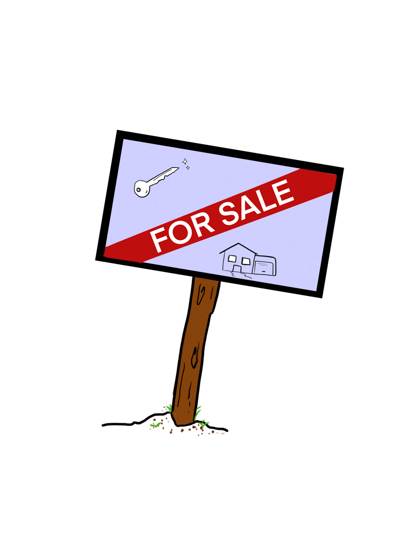 Illustration of a house for sale sign