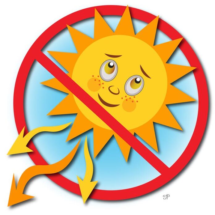 The sun is inside a prohibition sign.