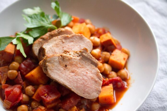 Roast Pork Tenderloin with Chickpea Stew