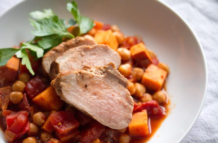 Roast Pork Tenderloin with Chickpea Stew