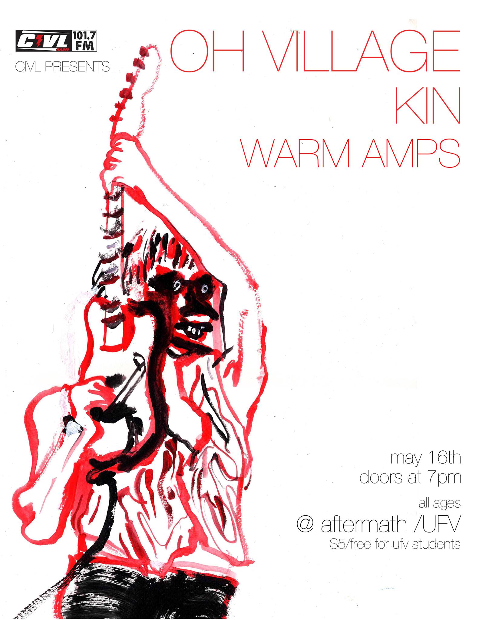 Local indie rockers Warm Amps, Kin, and Oh Village strike a balance between folk and rock