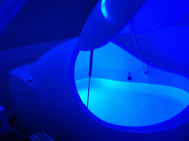 Floating to relaxation in a sensory deprivation tank