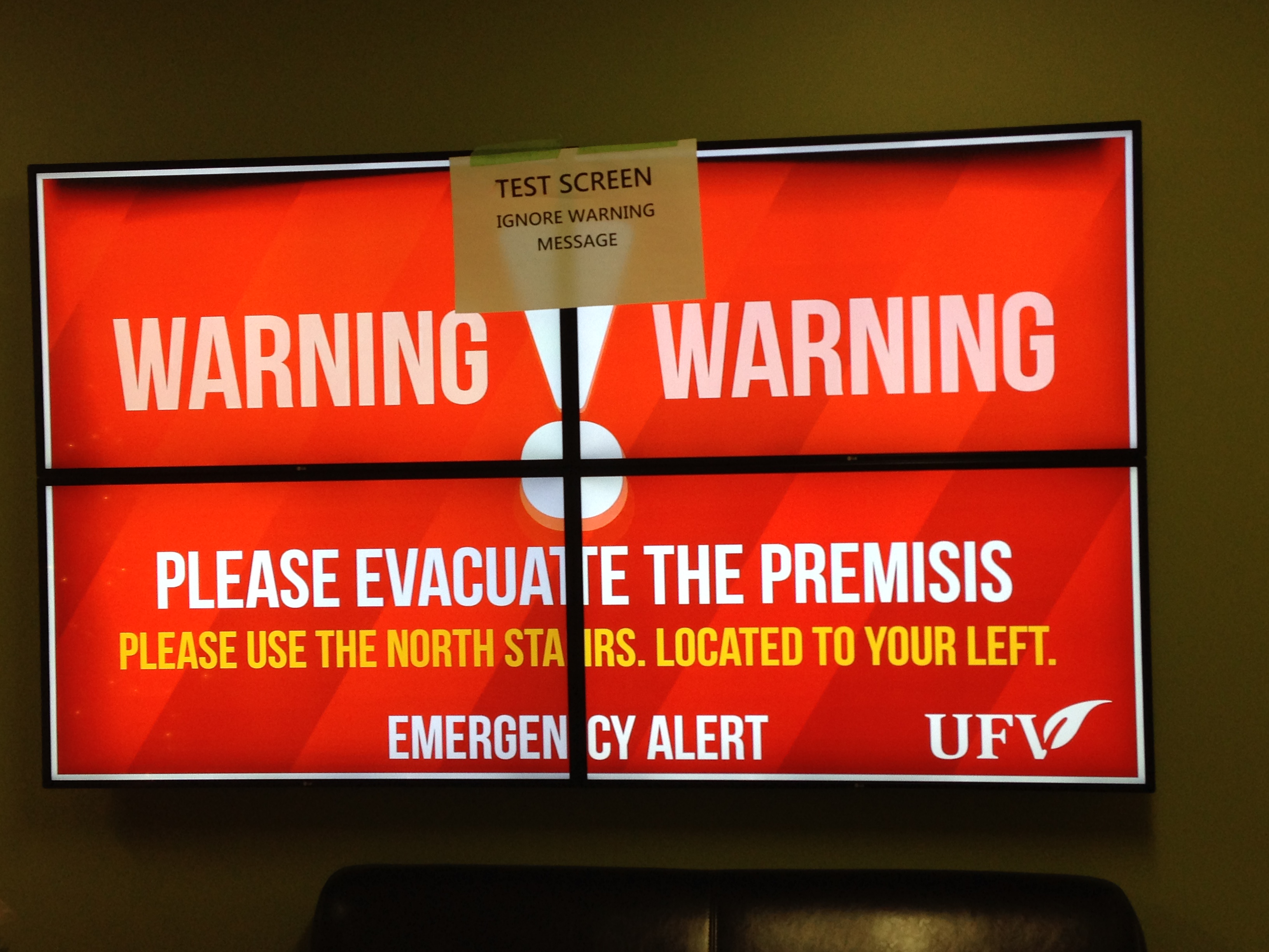 Please stand by: emergency broadcast  notifications may come soon to university screens