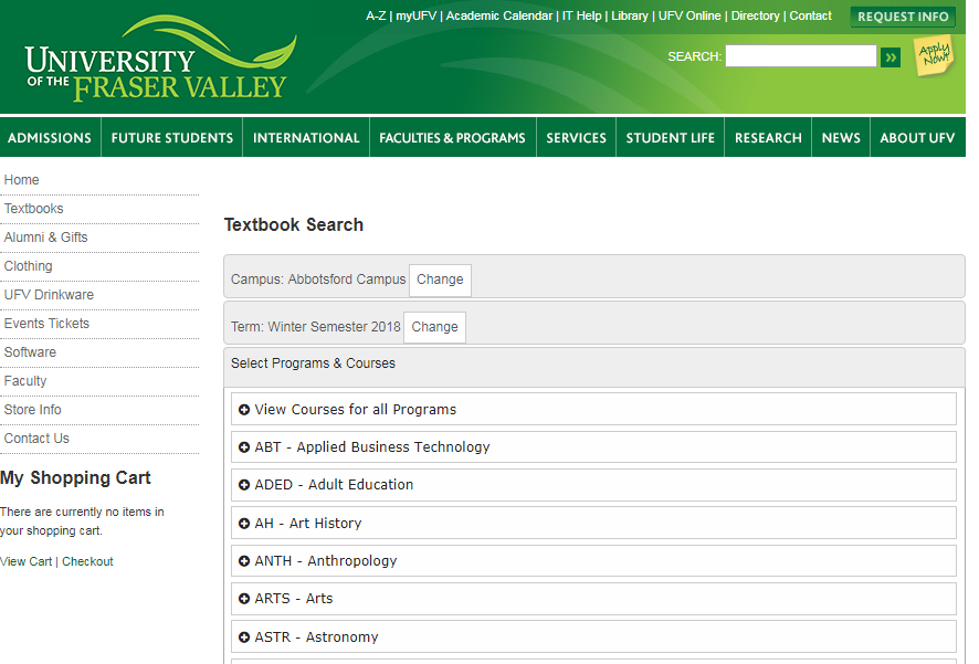 Bravo to the programmer: what the UFV bookstore website can do for you