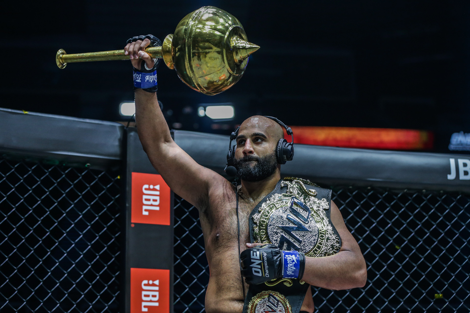 Arjan Bhullar celebrates winning the ONE UFC championship