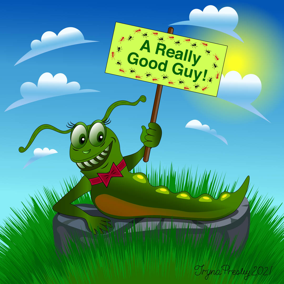 Illustration of a friendly slug in a bow tie holding a sign that says 
