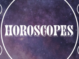 Graphic showing astrological signs that reads "horoscopes"