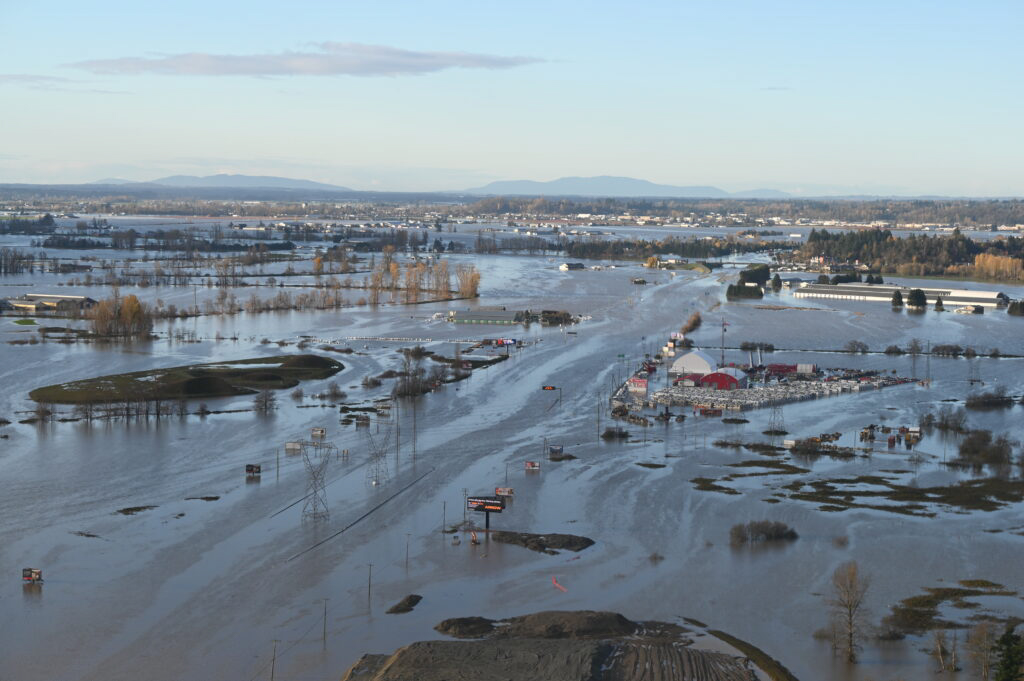 Aeriel photo of the flooding in Abbotsford