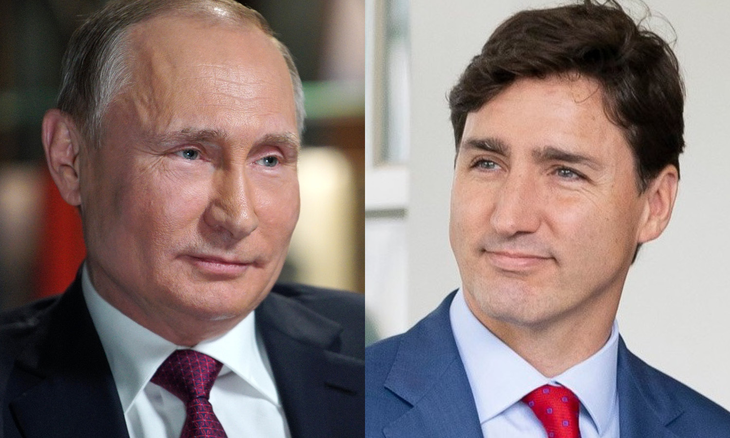 Photos of Putin and Trudeau