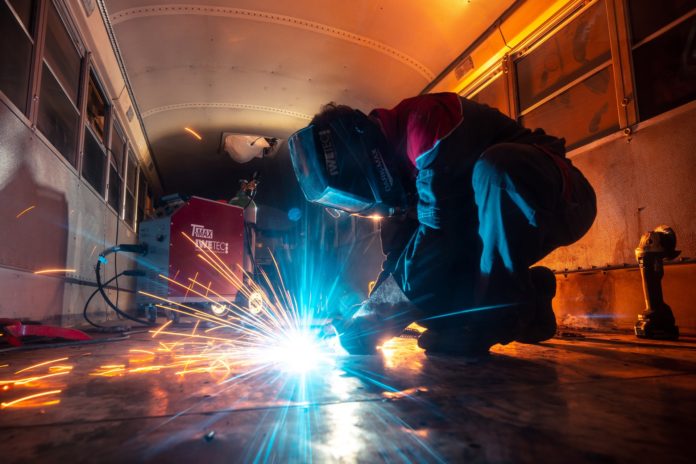 Stock photo of a person welding