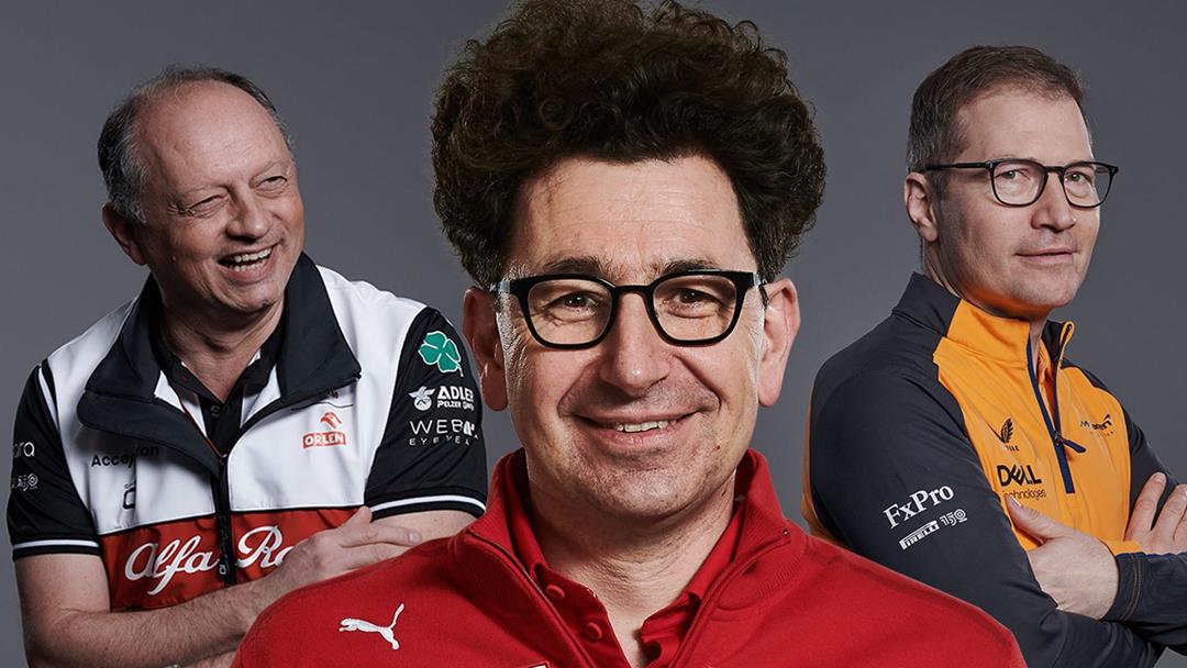 Fred Vasseur on the left, Mattia Binotto on the centre, and Andreas Seidl on the right