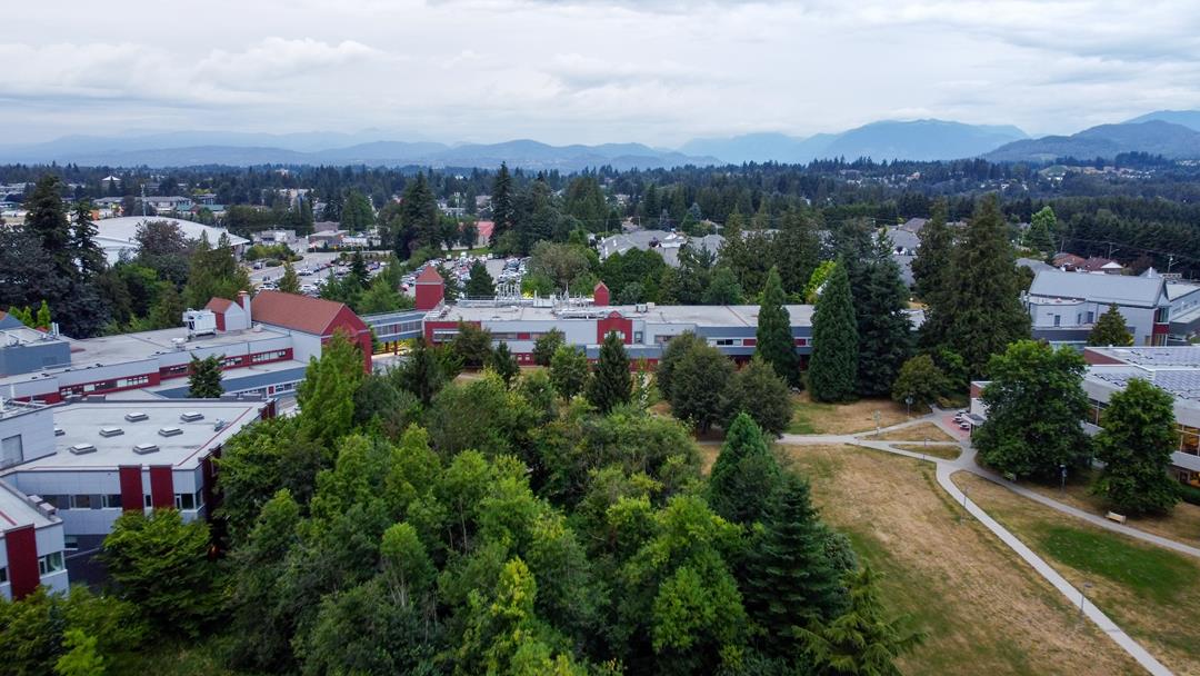 A birds-eye view of UFV campus in Abbotsford