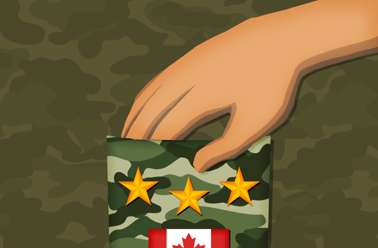 A military medal with the Canadian flag.